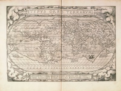 安特卫普印刷的亚伯拉罕-奥特留斯的《奥比斯地球仪》中的平面图。 作者 Abraham Ortelius