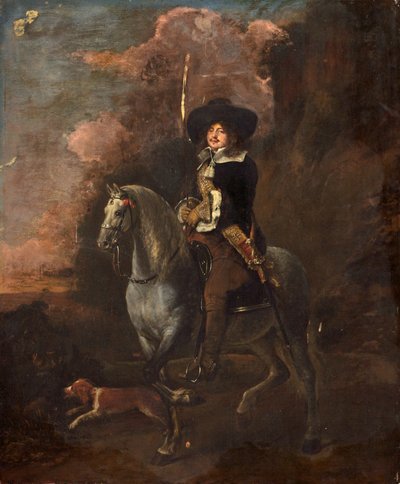 骑马在灰马，c.1660 作者 亚伯拉罕·彼得斯（Abraham Pietersz）。范·卡拉雷特
