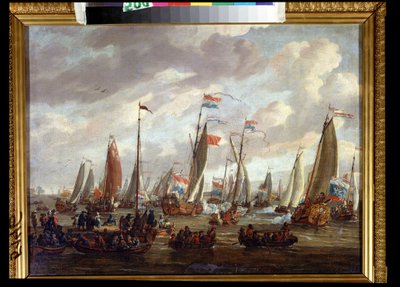 1698 年 1 月，沙皇彼得一世访问英国。俄罗斯彼得一世，彼得-阿列克谢耶维奇-罗曼诺夫或彼得大帝（1672-1725 年）。亚伯拉罕-斯托克（1635-1710 年）绘制。布面油画，48 x 64 厘米，首次亮相 作者 亚伯拉罕·斯托克