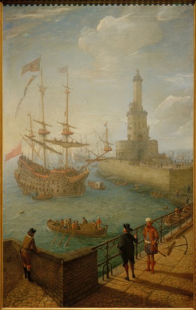 西班牙三翼飞机停泊在那不勒斯 作者 亚伯拉罕·威拉特斯