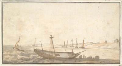席凡宁根附近有船的海滩 作者 Abraham de Verwer