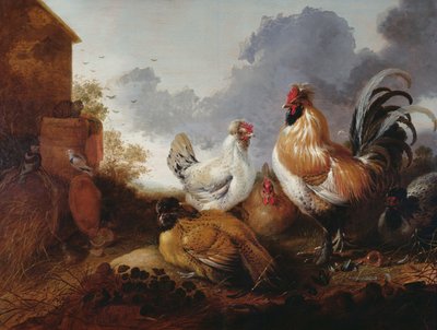 家禽在农家院里 作者 Abraham van Calraet