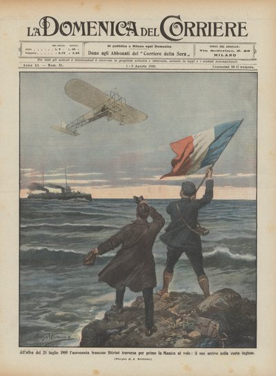 1909年7月25日黎明时分，法国女人Bleriot是第一个穿越英吉利海峡的人？ 作者 Achille Beltrame