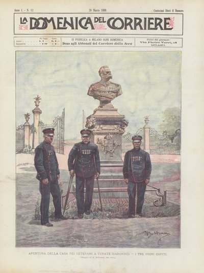在Turate（Saronno）开设Casa Pei Veterani，前三位客人 作者 阿基里·贝尔特拉姆（Achille Beltrame）