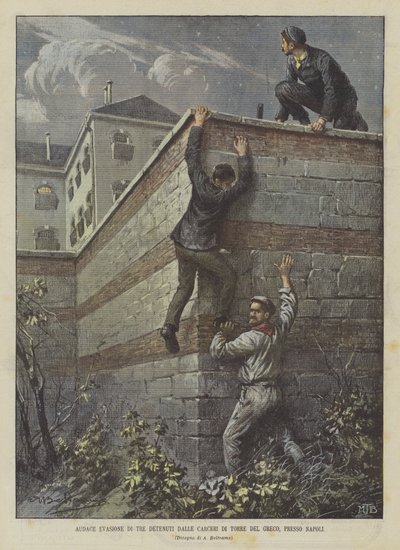 三个大胆的逃避由Torre Del Greco，那不勒斯监狱举行 作者 阿基里·贝尔特拉姆（Achille Beltrame）