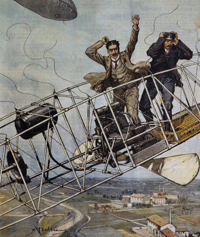 法国巴黎附近的De Bradski飞艇灾难，Achille Beltrame为《La Domenica del Corriere》所作的插图，10月26日 作者 阿基里·贝尔特拉姆（Achille Beltrame）