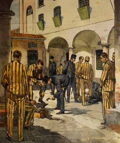 民事改革：废除意大利监狱中的铁链，作者Achille Beltrame（1871-1945），来自La Domenica del Corriere，1902年10月3日 作者 阿基里·贝尔特拉姆（Achille Beltrame）