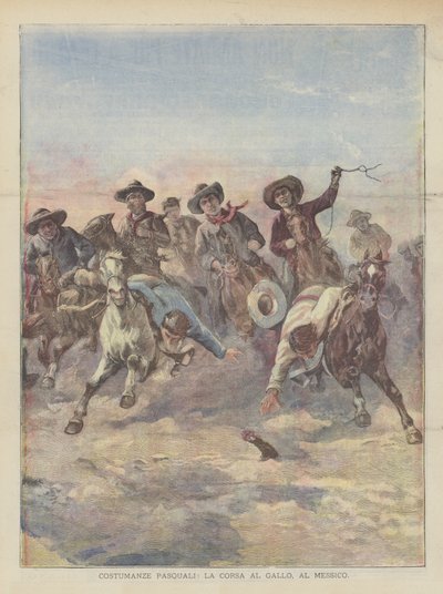 复活节服装，La Corsa Al Gallo，Al Messico 作者 阿基里·贝尔特拉姆（Achille Beltrame）