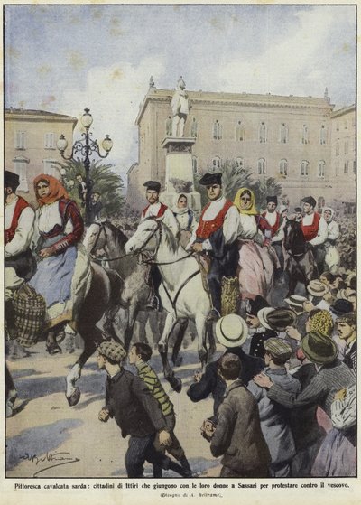 撒丁岛的示威游行 作者 Achille Beltrame