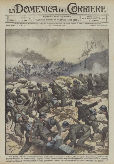 白天和晚上，奥地利司令部正在投掷新的意大利线，这只是？ 作者 Achille Beltrame