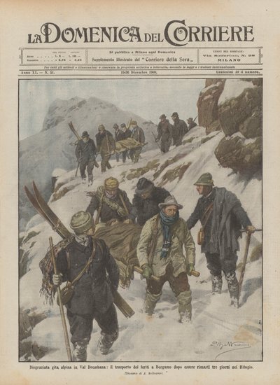 不幸的高山之旅在Val Brembana，在贝加莫受伤后仍然保持三人的运输？ 作者 Achille Beltrame