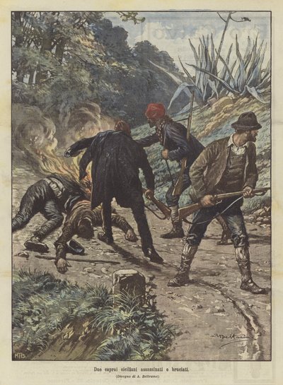 两只西西里山羊被谋杀并烧毁 作者 Achille Beltrame