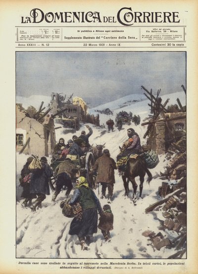 塞尔维亚马其顿地震发生后，有两千所房屋倒塌 作者 Achille Beltrame