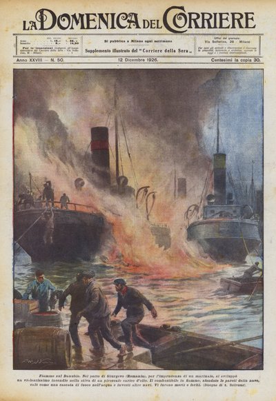 多瑙河上的火焰 作者 Achille Beltrame