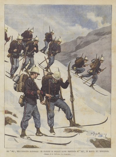 SKJ NellEs国民军，一个在Mont Cenis提供SKJ的高山士兵排 作者 阿基里·贝尔特拉姆（Achille Beltrame）