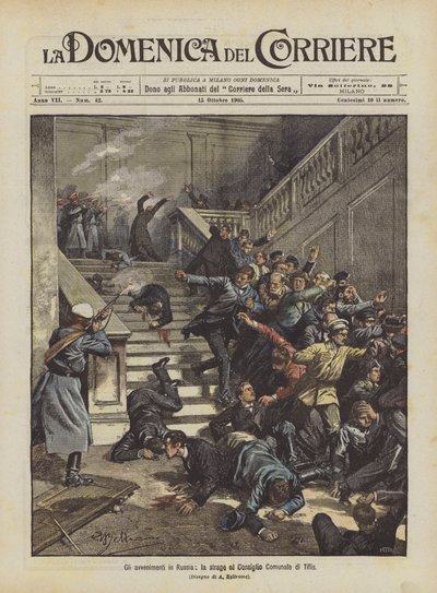 俄罗斯的事件，在蒂菲利斯市议会的大屠杀 作者 Achille Beltrame