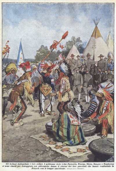 印第安人庆祝他们的退伍军人 作者 Achille Beltrame