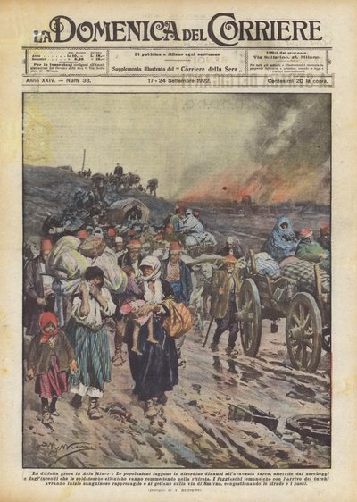希腊人逃离士麦那，希腊土耳其战争（1919-22）1922年 作者 Achille Beltrame
