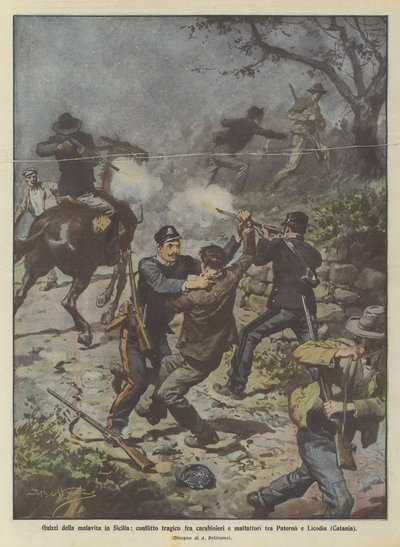 西西里岛黑社会的Guizzi，Paterno和Licodia（卡塔尼亚）之间的carabinieri和犯罪分子之间的悲剧性冲突 作者 Achille Beltrame