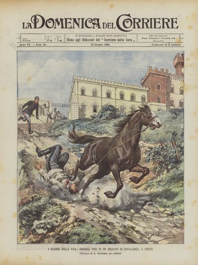 生命的戏剧，骑兵战士的可怕结局，在基耶蒂 作者 Achille Beltrame