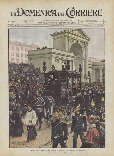 威尔第的葬礼在米兰，Il Passaggio Del Corteo在Bastionl 作者 Achille Beltrame