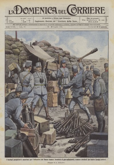 野蛮的奥地利准备攻击下伊索佐，窒息气瓶？ 作者 Achille Beltrame