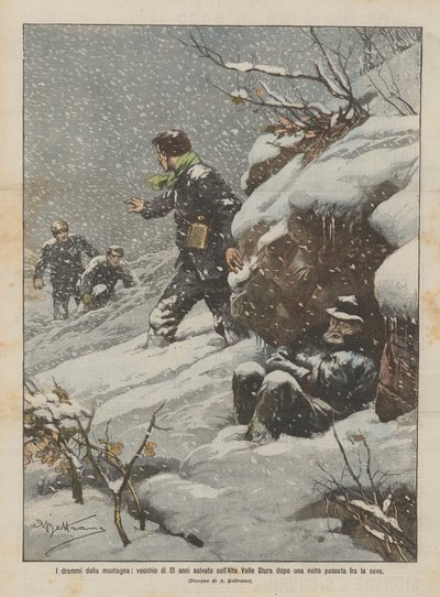 81岁的这座山的戏剧在雪中度过了一夜之后，在Alta Valle Stura中得救 作者 阿基里·贝尔特拉姆（Achille Beltrame）