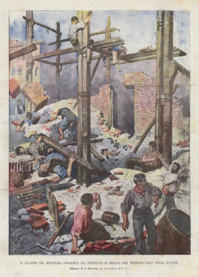 摩纳哥公国的康达明大道灾难意大利工人死亡 作者 Achille Beltrame