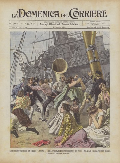 在Ferryland海滩（北美）的Lusitania蒸汽船的剧烈海难？ 作者 Achille Beltrame