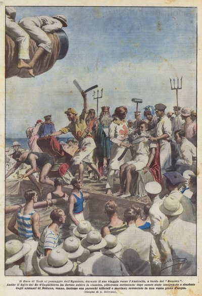 约克公爵穿越赤道，前往澳大利亚，乘坐着名的 作者 Achille Beltrame