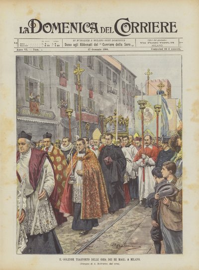 米兰三王之骨的庄严运输 作者 Achille Beltrame