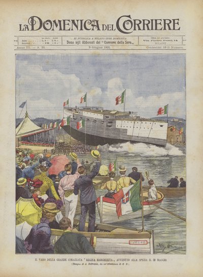 Varo Della Grande Battleship Margherita Margherita于5月30日在拉斯佩齐亚发生 作者 Achille Beltrame