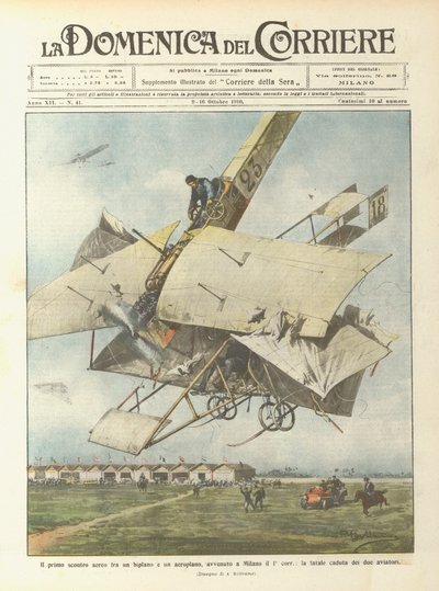 双翼飞机和飞机之间的第一次空战在第一轮米兰发生？ 作者 Achille Beltrame