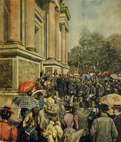 Achille Beltrame (1871-1945) 于 1899 年 4 月 30 日在 La Domenica del Corriere 举办的威尼斯首届国际艺术展开幕 作者 阿基里·贝尔特拉姆（Achille Beltrame）