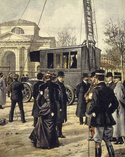 Italian physicist Guglielmo Marconi attends experiments with first mobile radio station at Milan, December 30 作者 阿基里·贝尔特拉姆（Achille Beltrame）