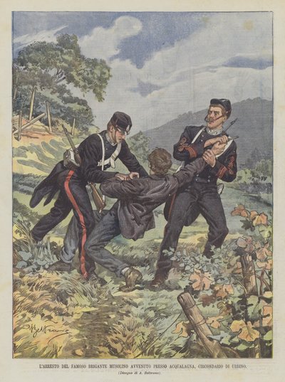 着名的Musolino Brigante的逮捕发生在乌尔比诺的Acqualagna区 作者 Achille Beltrame