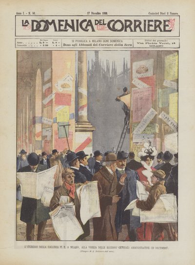 米兰VEA画廊入口，行政大选的守夜（12月10日） 作者 Achille Beltrame