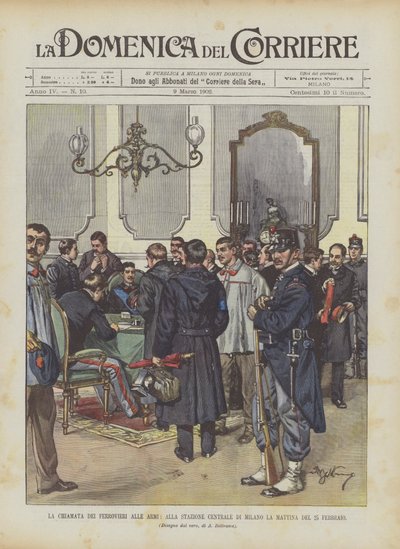 2月25日早晨在米兰中央火车站召唤武器的人 作者 Achille Beltrame