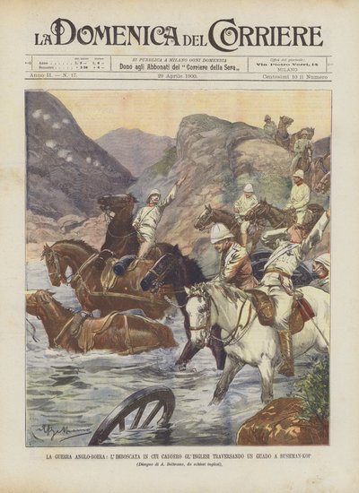 英国 - 布尔战争，埋伏在英国十字路口的布什曼 - 科普福特 作者 Achille Beltrame