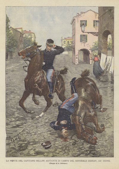 在乌迪内，Goiran将军营地Bellini上尉的死亡 作者 Achille Beltrame