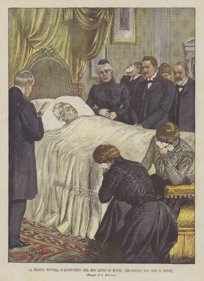 维多利亚女王英国在她的死亡床上，被儿子和Nepots包围 作者 Achille Beltrame