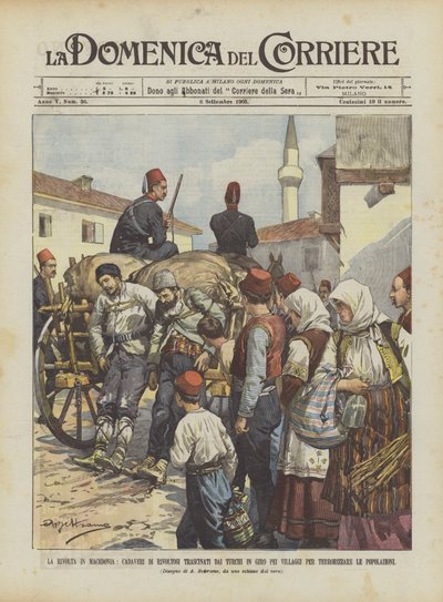 马其顿的起义，土耳其人在村庄周围为暴徒写的尸体？ 作者 Achille Beltrame