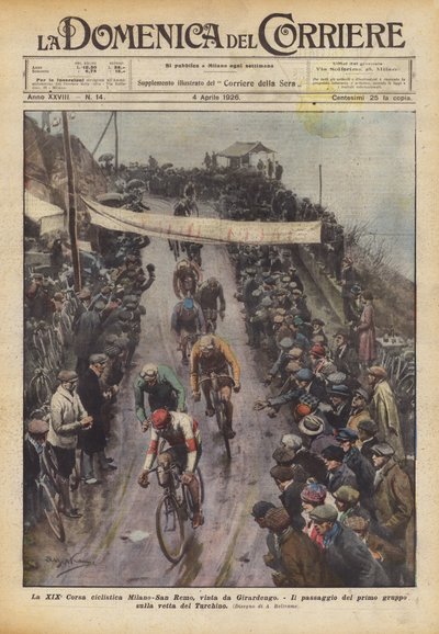 第19届Milan-San Remo自行车赛由Girardengo赢得 作者 Achille Beltrame