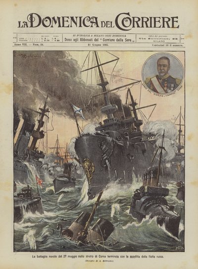 5月27日在韩国海峡的海战以俄罗斯舰队的失败告终 作者 Achille Beltrame