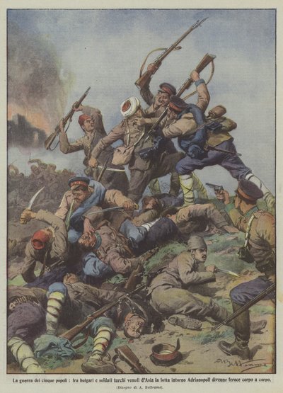 保加利亚人和土耳其士兵之间的五国人民的战争来自亚洲，围绕着什么？ 作者 阿基里·贝尔特拉姆（Achille Beltrame）