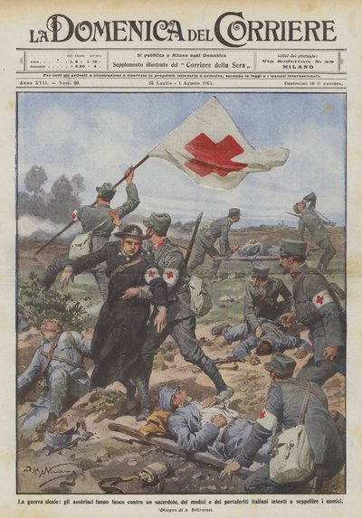 不公平的战争，奥地利人放火烧了牧师，医生和portaferiti？ 作者 Achille Beltrame