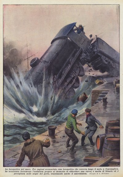 在海上的机车 作者 阿基里·贝尔特拉姆（Achille Beltrame）
