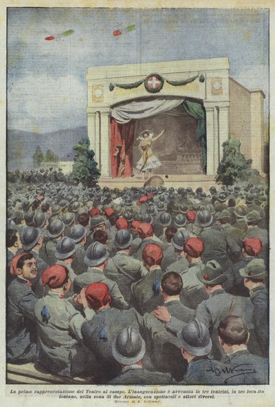 营地剧院的第一个代表 作者 Achille Beltrame