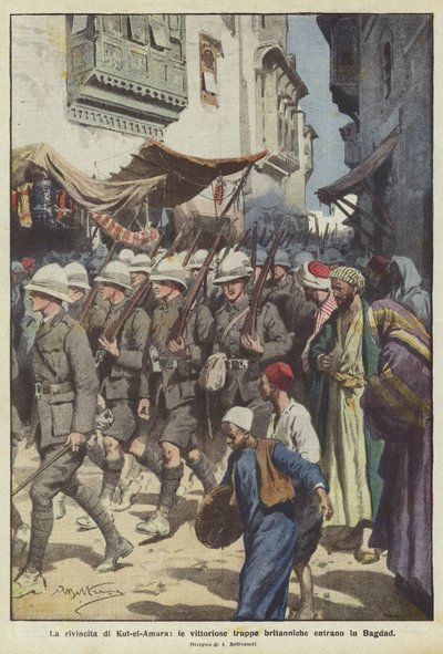 Kut-el-Amara的复仇，胜利的英国军队进入巴格达 作者 Achille Beltrame