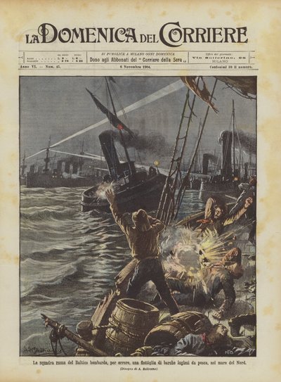 俄罗斯波罗的海队错误地在北海轰炸了一队英国渔船 作者 Achille Beltrame